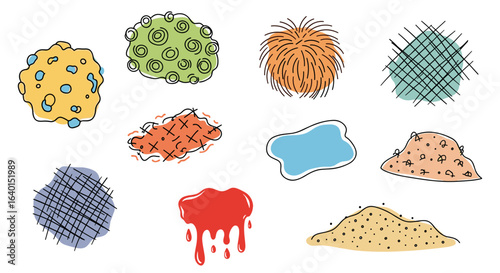 Bacteria and germs vector set with colorful microbe cartoon illustrations