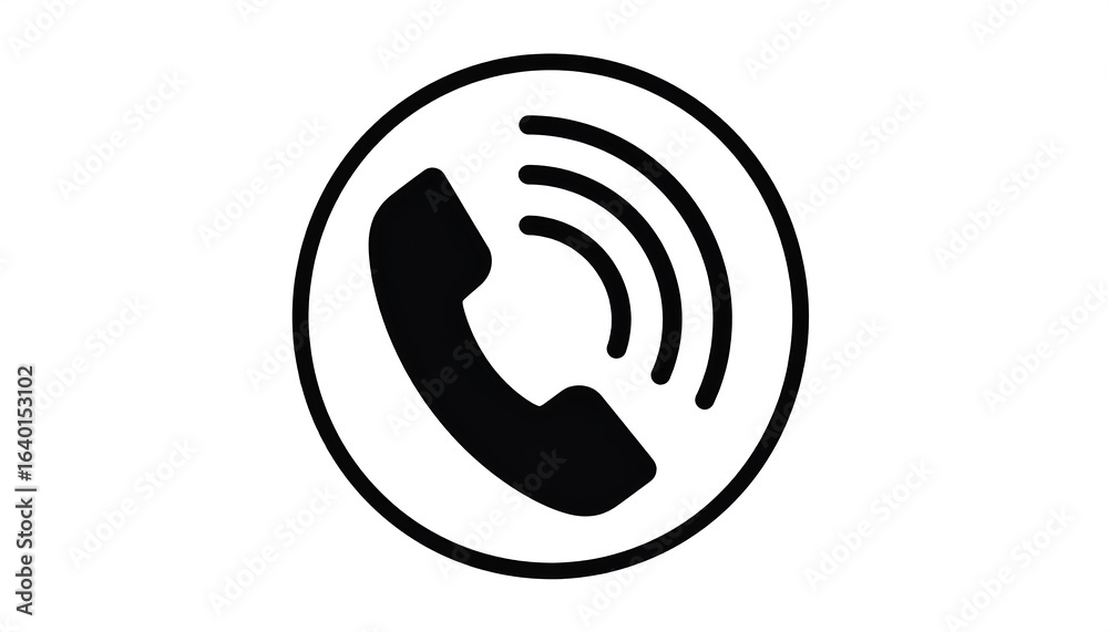 Black phone icon with ringing Black phone icon with ringing