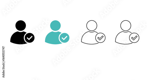 User Account Confirmation Icon Set Showing Different Styles and Colors for Verification