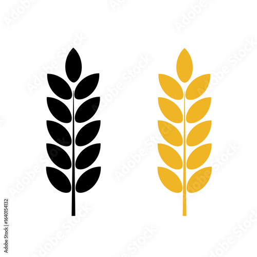 Black and Yellow Wheat Stalks Icon Representing Grain Agriculture Food Production and Farming Concepts