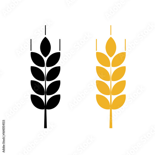 Elegant Golden and Black Wheat Stalk Icons Representing Agriculture and Harvest Symbolizing Growth and Natural Bounty for Food and Baking Industries