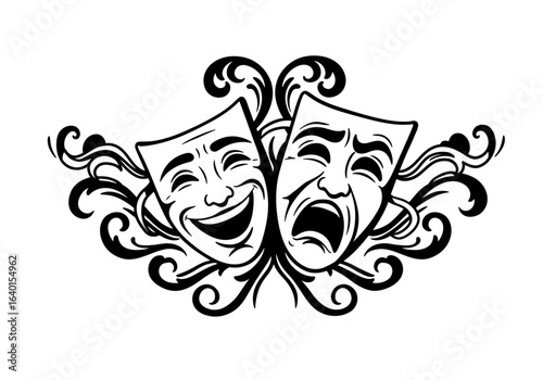 Classic Comedy and Tragedy Theatre Masks Emblematic of Performance Art and Dramatic Expression