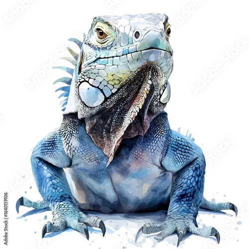 Iguana, watercolor vector, isolated on a white background.