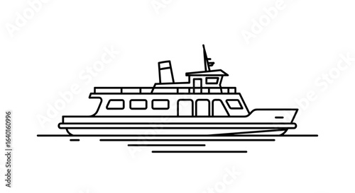 Line drawing of a ferry boat on calm water  
icon