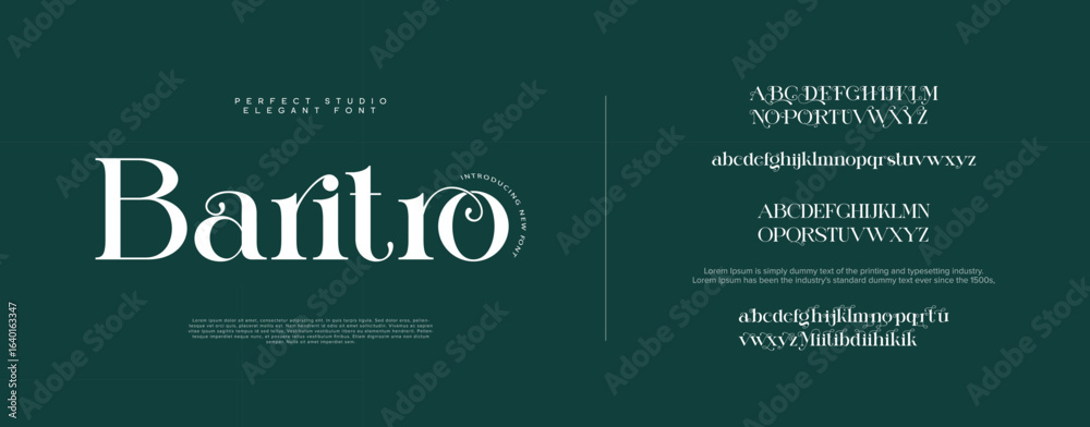 Fototapeta premium Barito typography fonts regular uppercase, lowercase. Typography fonts regular uppercase, lowercase. vector illustration. vector illustration