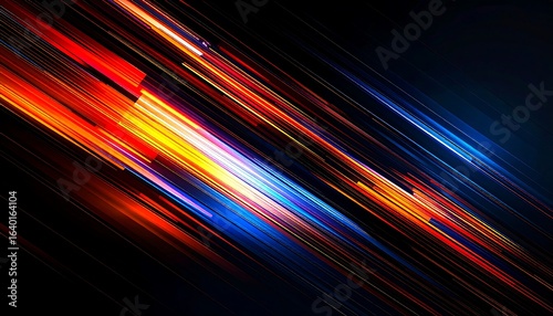Dynamic lines of vibrant color against a dark background.