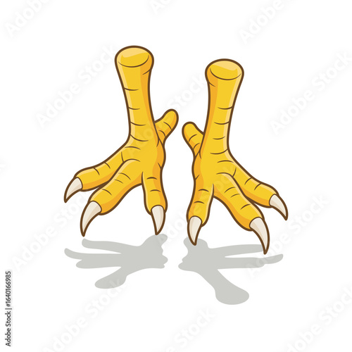 Cartoon chicken feet with sharp claws and shadows