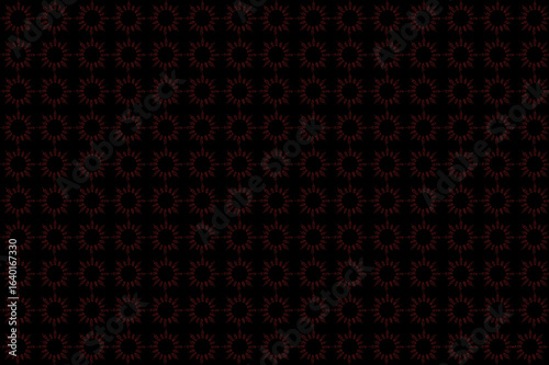 Red Floral Sunburst Pattern: Dark Elegant Textile Design