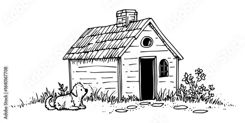 dog house – outline pet shelter near home