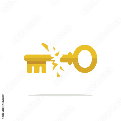 Broken golden key symbolizing failure or lost opportunity