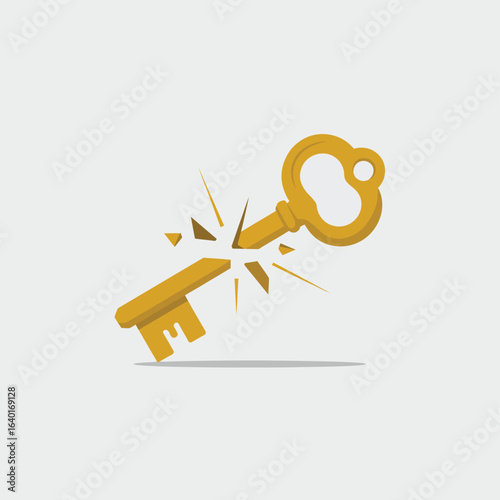 Broken golden key symbolizing lost opportunity or failure