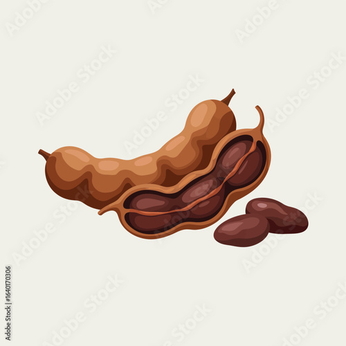 Tamarind pod with seeds and pulp