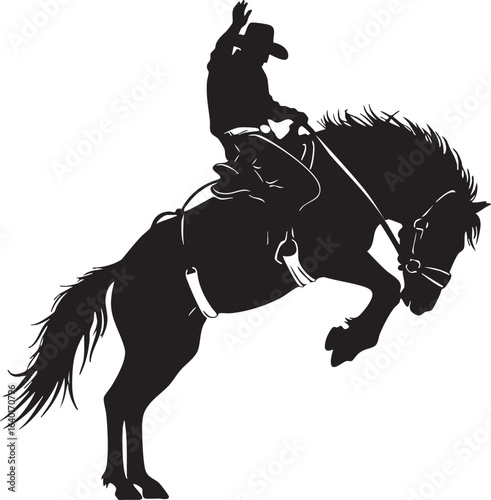 Bronco rider bucking horse silhouette