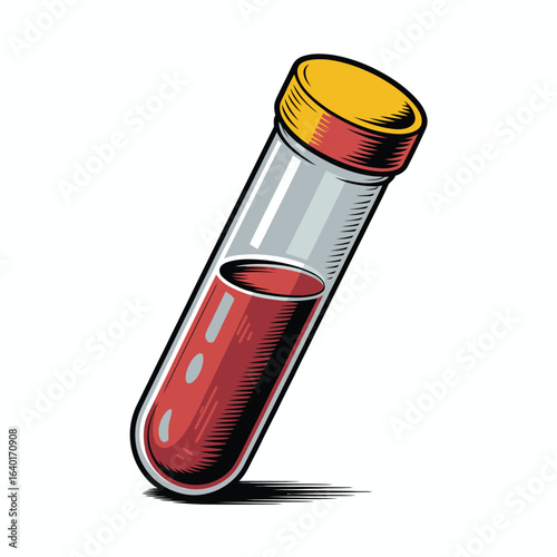 Test tube filled with red liquid and yellow cap