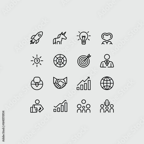 Set of business and finance icons in a grid layout