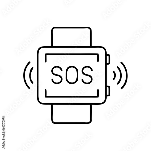 SOS button icon on a smartwatch for emergency alerts