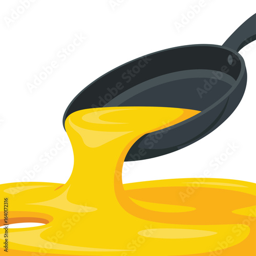 Yellow liquid pouring from a frying pan into a pool