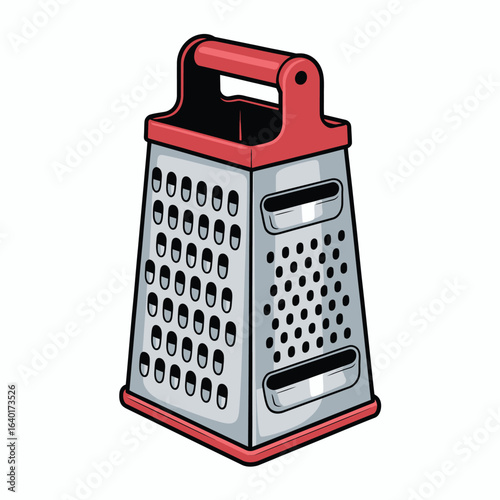 Classic four sided kitchen grater with red handle