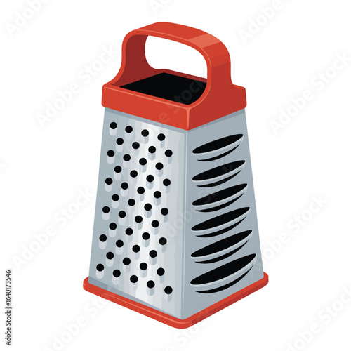 Bright orange handled four sided box grater