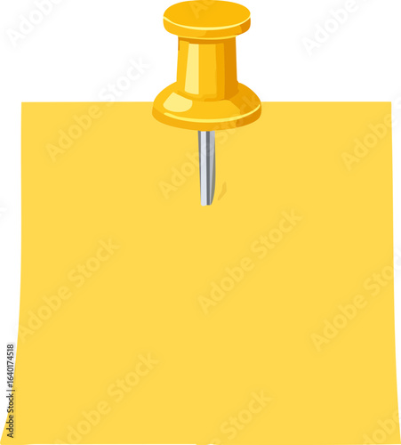 yellow push pin isolated on white