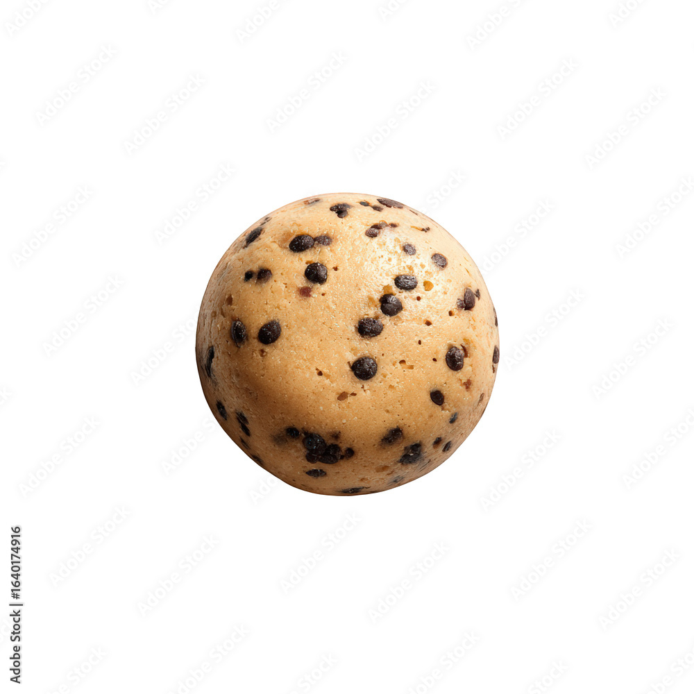 Obraz premium A round chocolate chip cookie with dark chocolate chips, isolated on transparent background
