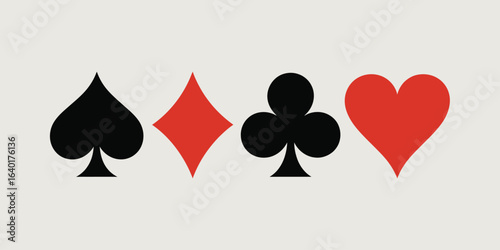 Four classic playing card suits on a light background