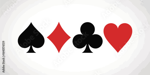 Four classic playing card suits on a white background