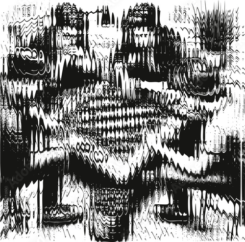  Glass glitch effect texture monochrome engraving digital art, group of friends playing chess, modern abstract game design