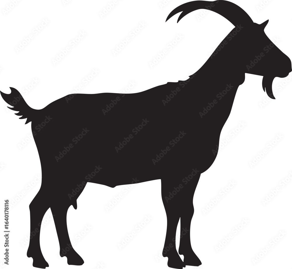 Fototapeta premium Black silhouette of a standing goat with horns silhouette