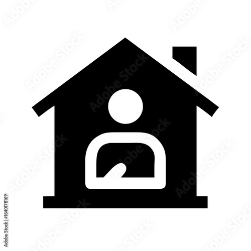 Home office remote work icon symbol for online meeting virtual background and stay at home concept design