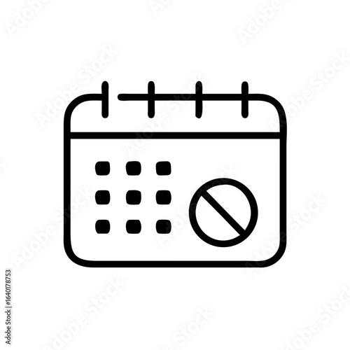 Illustration of a calendar icon with a crossed out circle indicating cancellation or unavailability