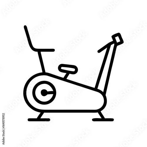 Illustration of a stationary exercise bike with seat handlebars and pedals in a simple outline style