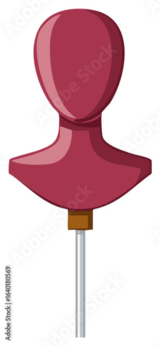 Maroon Mannequin Head Display on Stand Fashion Accessory Showcase Studio