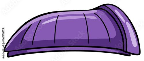 Cartoon style purple hat with black outline. Headwear vector design isolated on white.