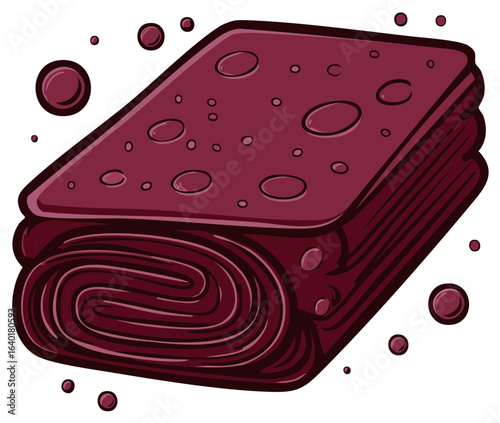 Illustration of Fruit Leather Roll with Drops, Dried Berry Snack for Camping and Picnics