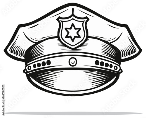 Police Hat Outline Icon Vector Illustration Law Enforcement Symbol Security Emblem