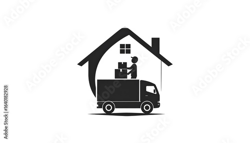 Delivery truck and house logo icon