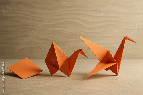 Origami Crane Evolution - Step by Step Illustration