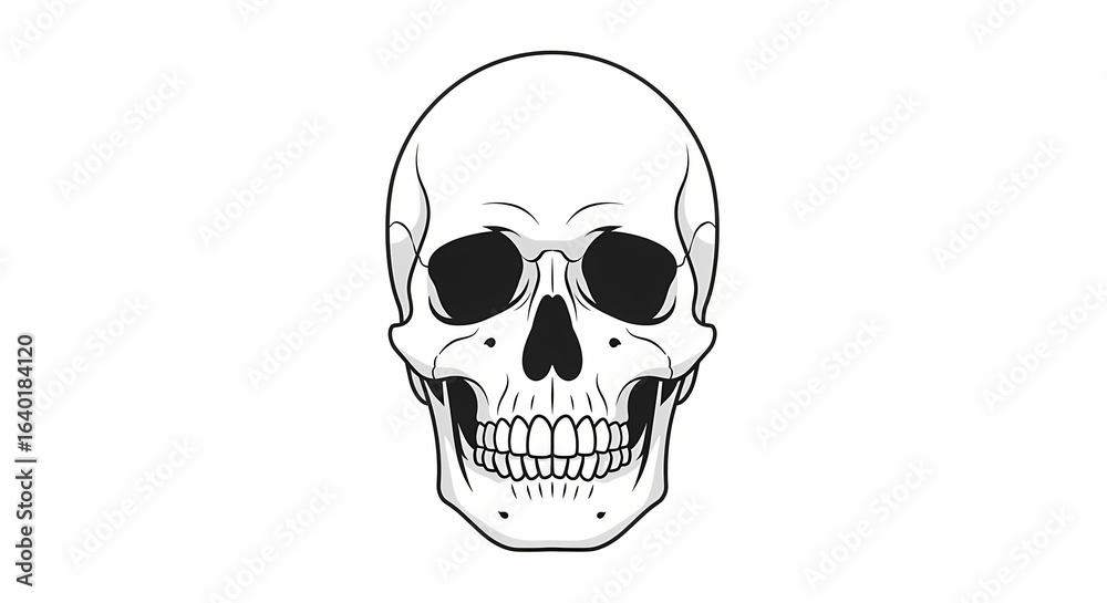 Fototapeta premium Illustration of a Human Skull Front View