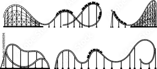 Rollercoaster silhouette vector. Rollercoaster Black flat icon illustration
