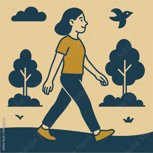 Illustration walk in the fresh air vector minimalism Vector illustration minimalism