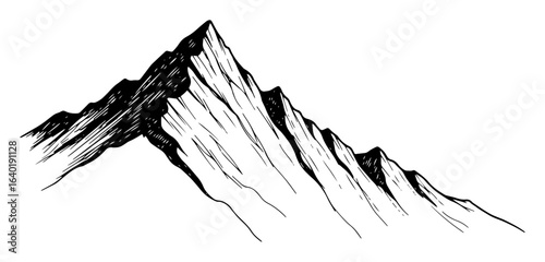 mountain peak silhouette ink sketch vector illustration
