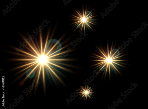 Realistic bright light effects fireworks, star, light, 