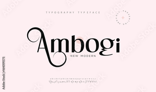Ambogi typography beauty fashion elegant minimalist serif italic fonts decorative wedding vintage retro logos. Minimal luxury font alphabet logo. Vector illustration
