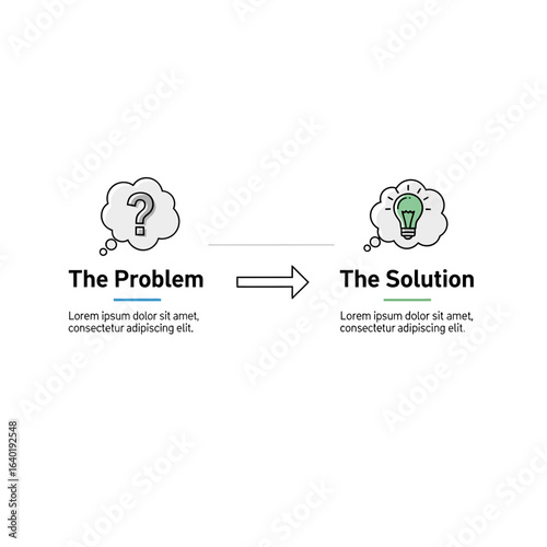 From problem to solution a powerful visual roadmap for business success, a clean and modern design showcasing creative problem-solving and strategic thinking processes