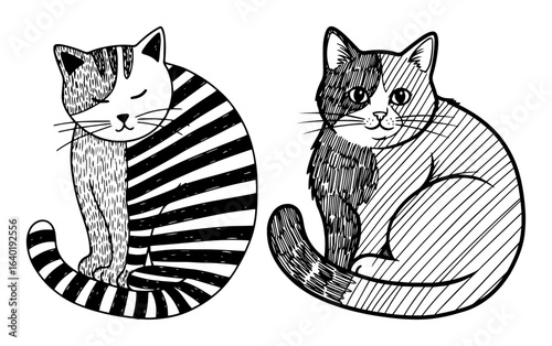 cute doodle cats hand drawn vector characters