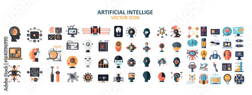 Modern artificial intelligence technology icons and design for digital platforms