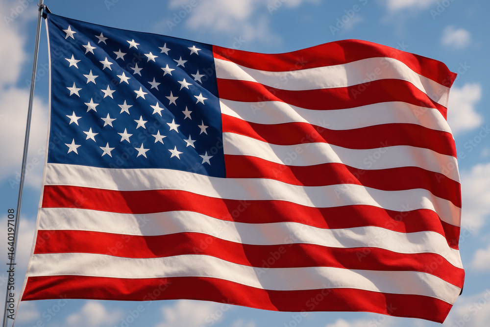 Obraz premium American Flag Waving in the Wind, Photo
