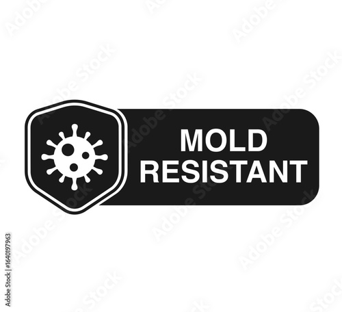 mold resistant icon shield with label and bacteria icon 