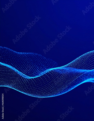 Abstract wave of luminous particles on a dark background